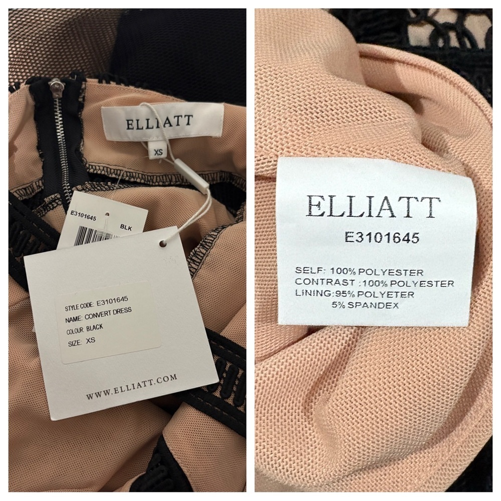 Elliatt Convert Dress Black Nude Mesh Lace Fit & Flare Cocktail Party Dress XS - Picture 8 of 8